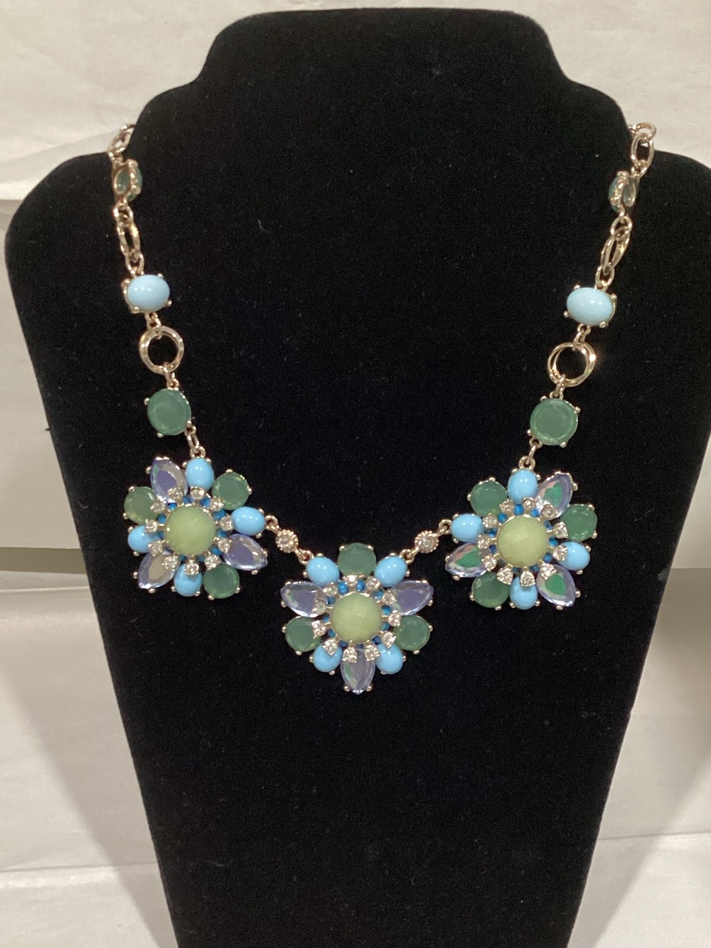 Floral Statement Necklace in Mint, Aqua & Lavender